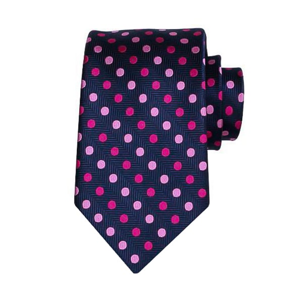 Endery Men’s Blue & Pink Polka Dot Silk Tie – Stylish & Playful Design