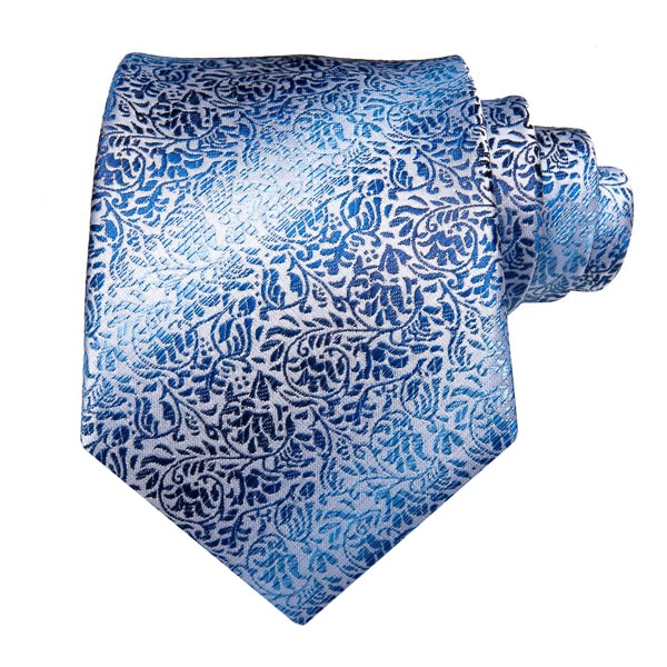 Endery Men’s Blue & Silver Floral Silk Tie – Elegant & Premium Design
