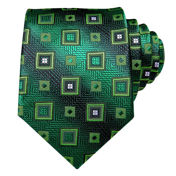 Endery Men’s Green Mixer Square Silk Tie – Bold & Stylish Design