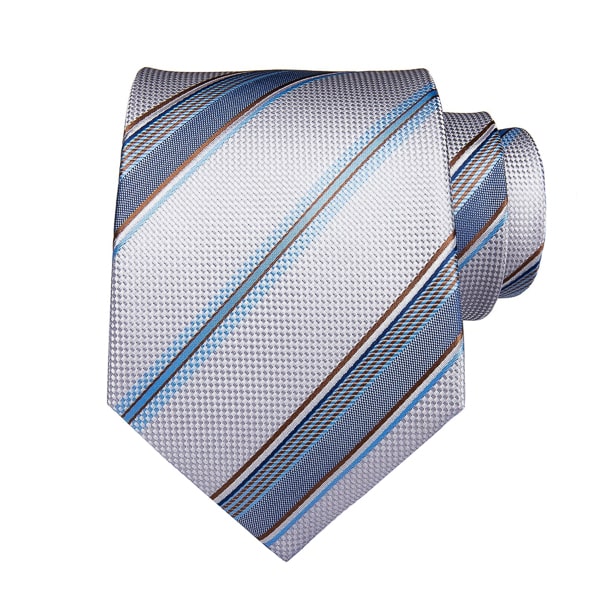 Endery Men’s Light Blue Metallic Striped Silk Tie – Elegant & Contemporary Design