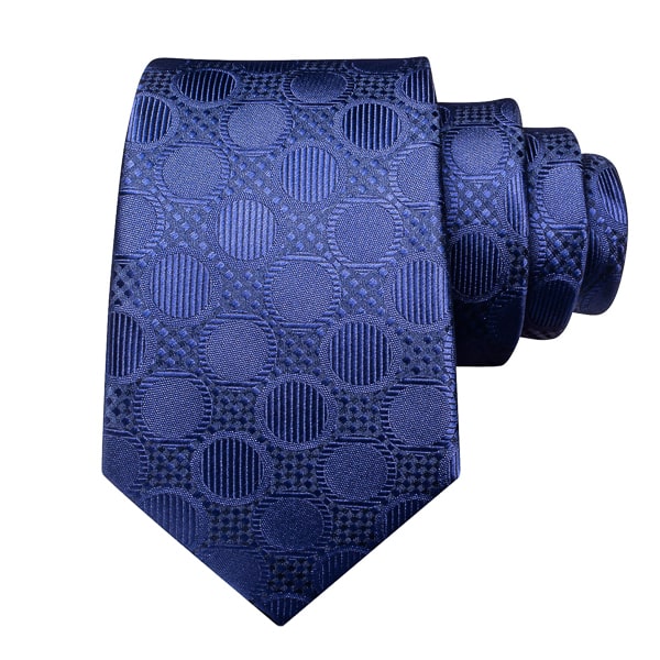 Endery Men’s Navy Blue Circle Silk Tie – Elegant & Modern Design