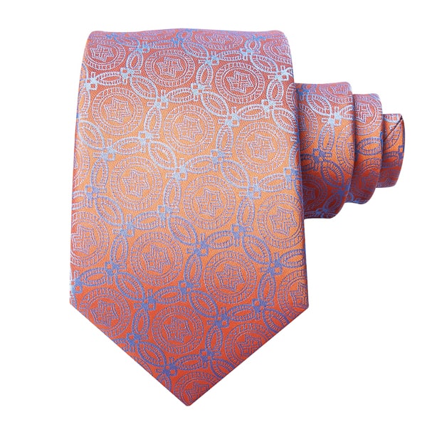 Endery Men’s Orange & Blue Circles Silk Tie – Bold & Elegant Design