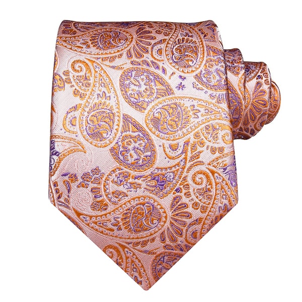 Endery Men’s Orange & Purple Paisley Silk Tie – Vibrant & Elegant Design
