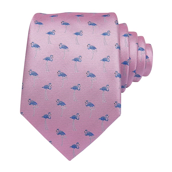 Endery Men’s Pink Flamingo Novelty Silk Tie – Fun & Stylish Design