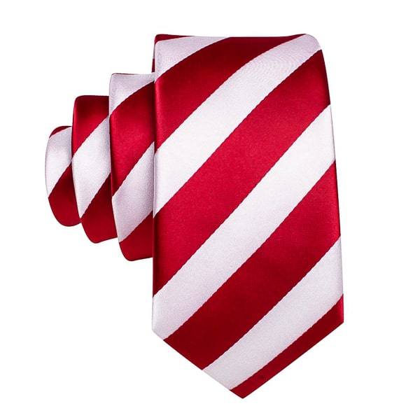 Endery Men’s Red & White Candy Striped Silk Tie – Bold & Elegant Design