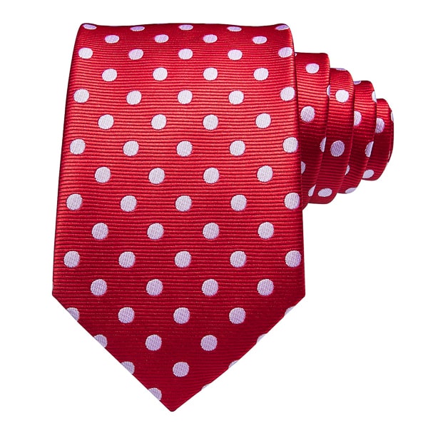 Endery Men’s Red & White Polka Dot Silk Tie – Stylish & Classic Design